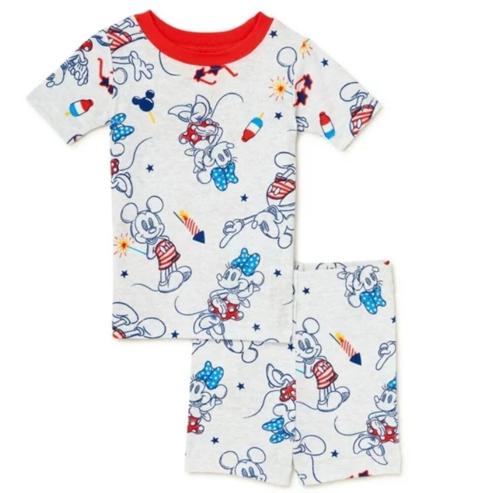 Mickey and Minnie Mouse American Toddler Unisex Cotton Pajamas Size 12 Months